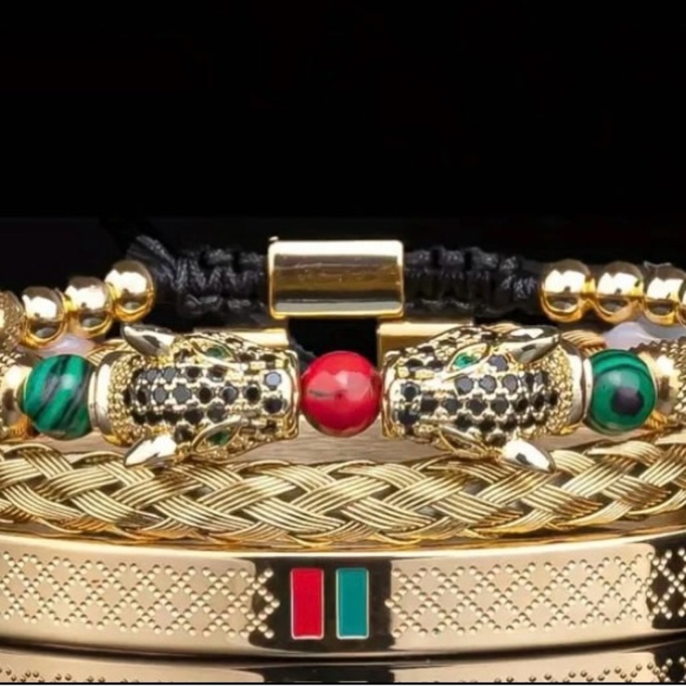 Gold and Green and Red LUX BRACELET SET